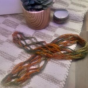 Handmade Multicolor (Green, Orange Red) Crochet Tie Head Band